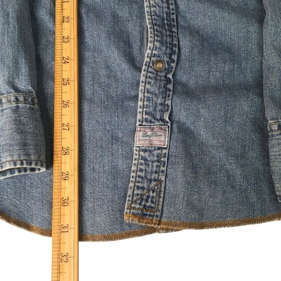 Levi Strauss Signature Denim Shirt Mens XL Blue Western Snap Front Pockets - Picture 7 of 16